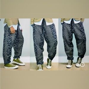 Unisex Blue and White Patterned Pants